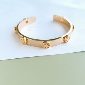 Tory Burch Milgrain Logo Cuff Bracelet - Gold